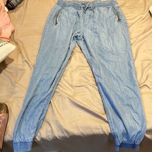 Denim blue jeans their a size large